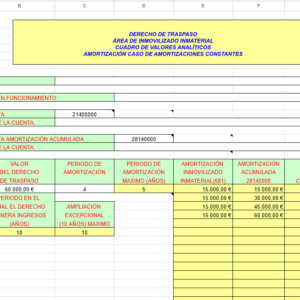 DERECHO DE TRASPASO ÁREA DE INMOVILIZADO INMATERIAL